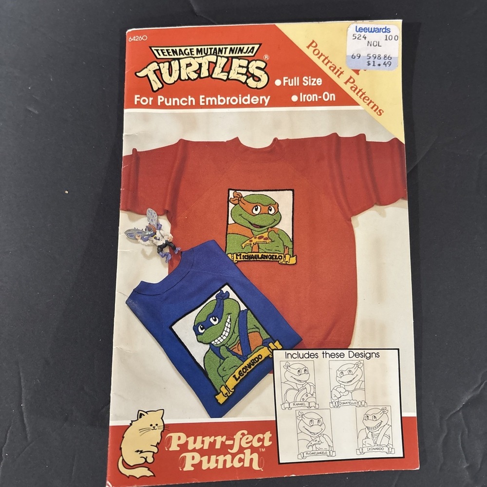 Teenage Mutant Ninja Turtles Punch Embroidery 4 Iron-On Portrait Patterns 64260